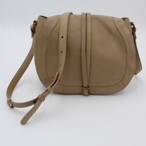 Jerome Dreyfuss Leather Crossbody Saddle Bag Beige Chain Purse Quiet Luxury